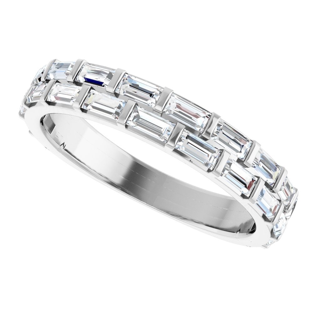 14K White Gold 7/8 CTW Lab-Grown Diamond Double Row Anniversary Band